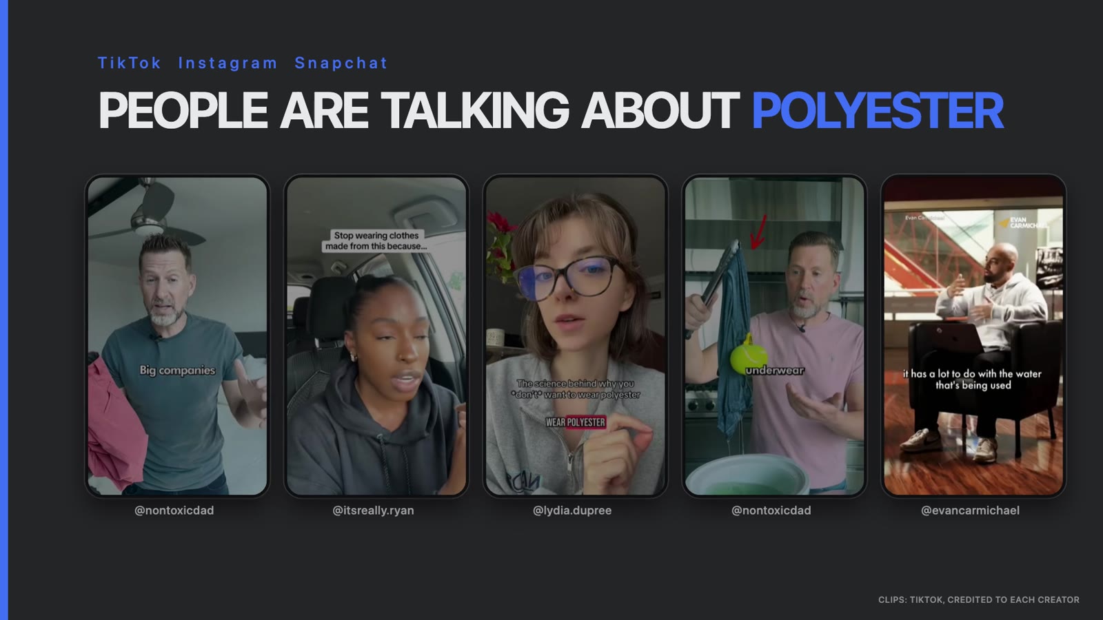 TikTok creators calling polyester toxic, shown in the FittDesign TV episode