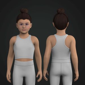 Girls Fitted Racer Back Crop Tank Tech Pack