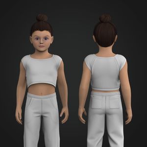 Girls Squared Off Neckline Fitted Crop Tee Tech Pack