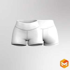 Ladies 3.00 Inch Inseam Scallop Waistband Biker Shorts 3D Garment