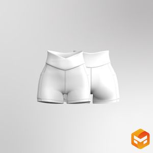 Ladies 4.00 Inch Inseam V-Shaped Cross Over Biker Shorts - 3D Garment