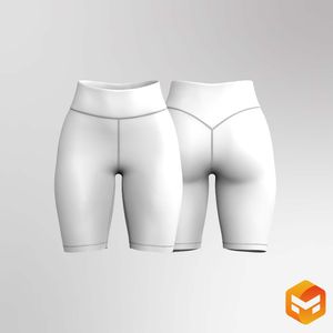 Ladies 8.00 Inch Inseam V-Shaped Waistband Biker Shorts - 3D Garment