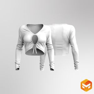 Ladies Adjustable Front Ruching Long Sleeve Top 3D Garment