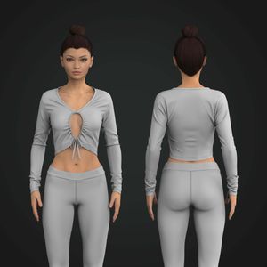 Ladies Adjustable Front Ruching Long Sleeve Top Tech Pack