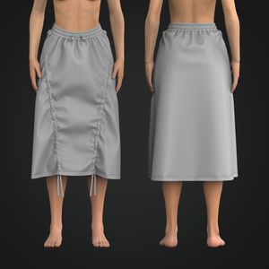 Ladies Adjustable Gathered Woven Skirt Tech Pack