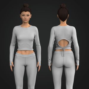 Ladies Adjustable Open Back Runners Sleeve Crop Top Tech Pack