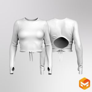 Ladies Adjustable OpenBack Runners Sleeve Crop Top - 3D Garment
