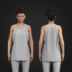 Ladies Armhole Drop High Split Hem Tank Top Tech Pack