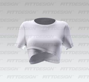 Ladies Asymmetric Cross Over Hem Crop Tee Smart Mockup