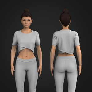 Ladies Asymmetric Cross Over Hem Crop Tee Tech Pack