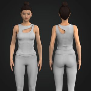 Ladies Asymmetric Ribbed Tank Top Tech Pack