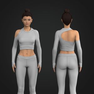 Ladies Asymmetrical Back Cut Out Runner Sleeve Crop Top Tech Pack