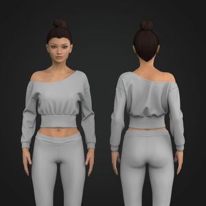 Ladies Asymmetrical Banded Sweater Tech Pack