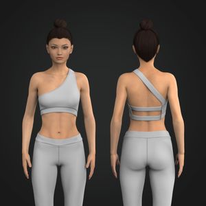 Ladies Asymmetrical Double Strap Sports Bra Tech Pack