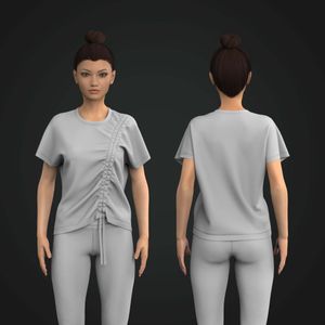 Ladies Asymmetrical Extended Sleeves Ruched Tee Tech Pack