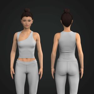 Ladies Asymmetrical Fitted Waist Length Tank Top Tech Pack