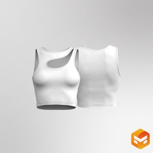 Ladies Asymmetrical Front Cut Out Tank Top 3D Garment