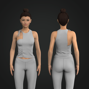 Ladies Asymmetrical Front Ruching Fitted Tank Top Tech Pack