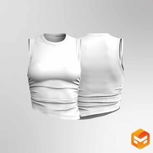 Ladies Asymmetrical Hemline Strappy Crew Neckline Tank Top - 3D Garment