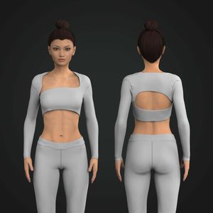Ladies Asymmetrical Long Sleeve Micro Top Tech Pack