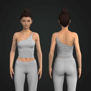 Ladies Asymmetrical One Shoulder Strap Fitted Crop Top Tech Pack
