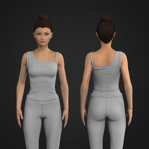 Ladies Asymmetrical Relaxed Ribbed Tank Top Tech Pack
