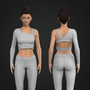 Ladies Asymmetrical Runner Sleeve Cropped Tee Tech Pack