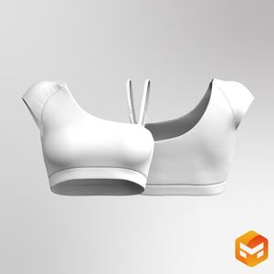 Ladies Asymmetrical Short Sleeve Crop Bra 3D Garment