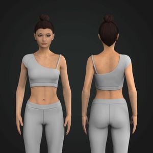 Ladies Asymmetrical Short Sleeve Crop Bra Tech Pack