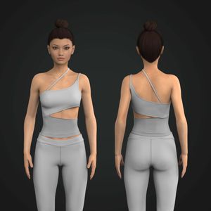 Ladies Asymmetrical Side Cut Out Strappy Crop Top Tech Pack