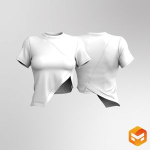 Ladies Asymmetrical Split Hem Set in Sleeve Tee 3D Garment