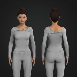 Ladies Asymmetrical Twisted Front Long Sleeve Tee Tech Pack