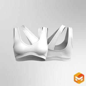 Ladies Asymmetrical V-Shaped Neckline Mesh Sports Bra 3D Garment