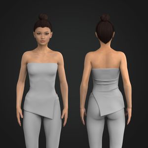 Ladies Asymmetrical V-Shaped Split Hem Tube Top Tech Pack