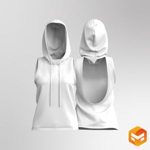 Ladies Back Cut Out Hooded Tank Top 3D Garment
