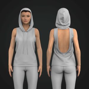 Ladies Back Cut Out Hooded Tank Top Tech Pack