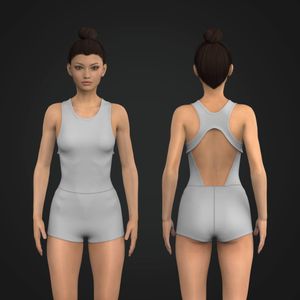 Ladies Back Cut Out Racer Back Mini Bodysuit Tech Pack