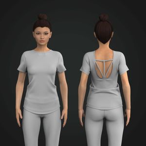 Ladies Back Cut Out Split Hem Scallop Bottom Relaxed Tee Tech Pack