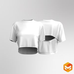 Ladies Back Overlapping Cut Out Short Sleeve Tee - 3D Garment