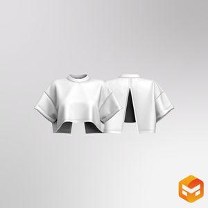 Ladies Back Split Hem Oversized Tee 3D Garment