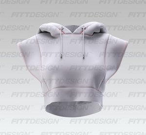 Ladies Banded Bottom Relaxed Crop Sleeveless Hoodie Smart Mockup