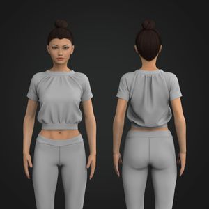 Ladies Banded Short Sleeve Crop Tee Tech Pack