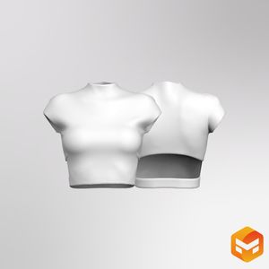 Ladies Batwing Sleeve Back Cut Out Crop Tee 3D Garment