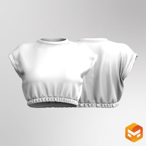 Ladies Batwing Sleeve Elasticated Waistband Crop Tee 3D Garment