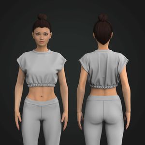 Ladies Batwing Sleeve Elasticated Waistband Crop Tee Tech Pack