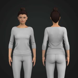 Ladies Boat Neckline 3/4 Set In Sleeve Fitted Tee