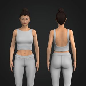 Ladies Boat Neckline Backless Fitted Crop Tank Top Tech Pack