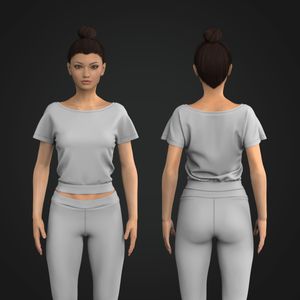 Ladies Boat Neckline Banded Hem Crop Tee Tech Pack