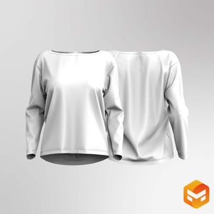 Ladies Boat Neckline Drop Shoulder Long Sleeve Tee - 3D Garment