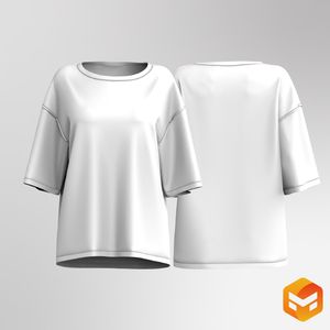 Ladies Boat Neckline Drop Shoulder Oversized Tee 3D Garment